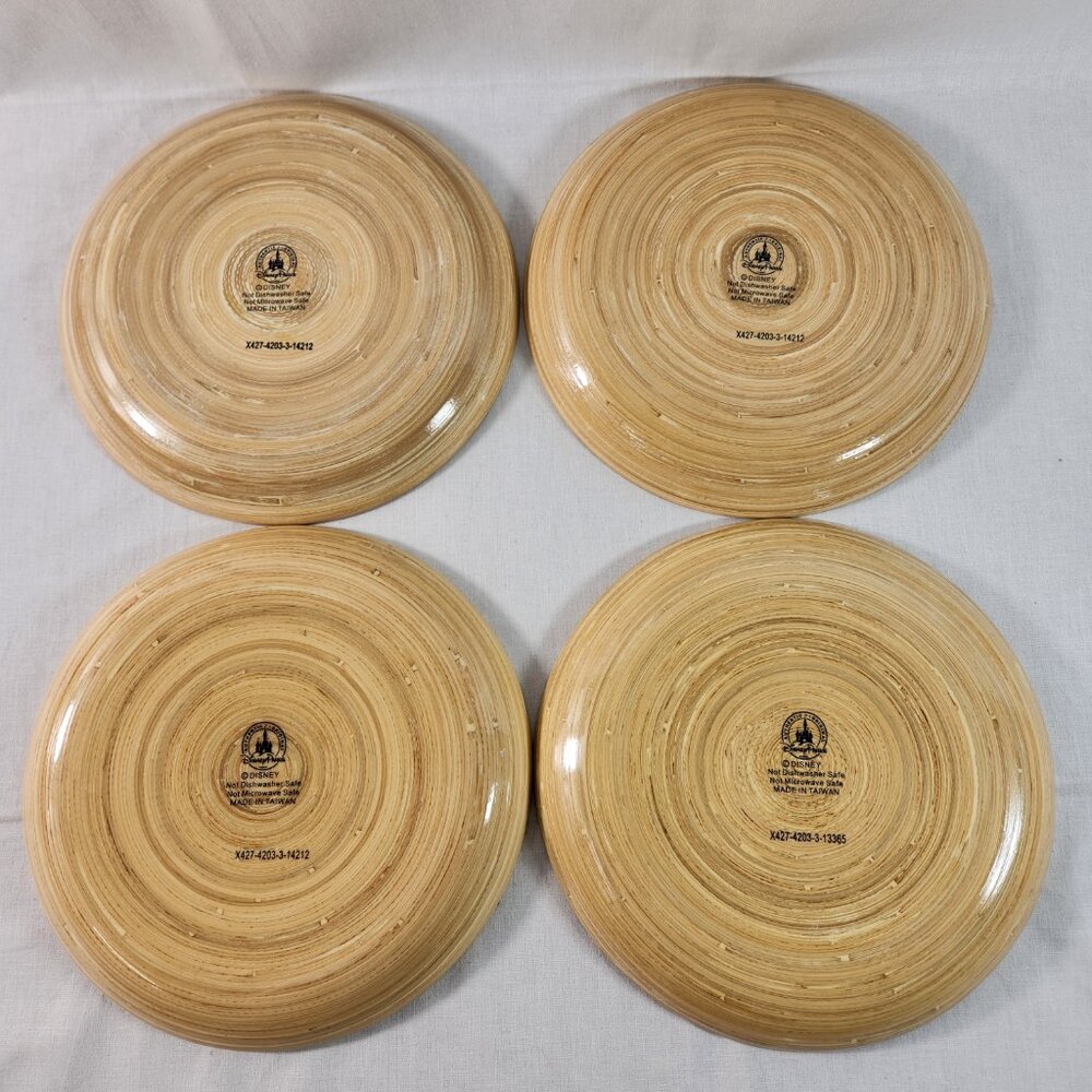Disney Parks Enchanted Tiki Room 9" Bamboo Jose The Parrot Plate 4 PIECE Set EUC - Picture 5 of 7